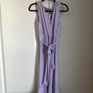 Belle by Badgley Mischka lavender High Low Wrap dress